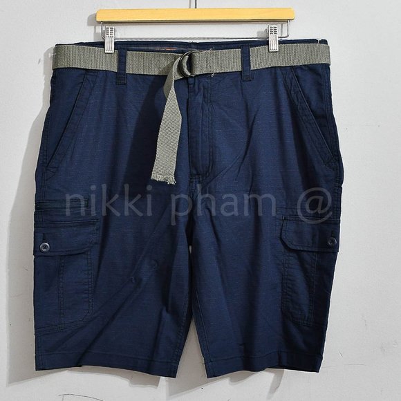 New with tags Wear First Men's Belted Cargo Shorts in NAVY - Picture 4 of 9